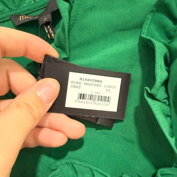 Maje Vibrant Green Long Sleeve Dress - Picture 3 of 4